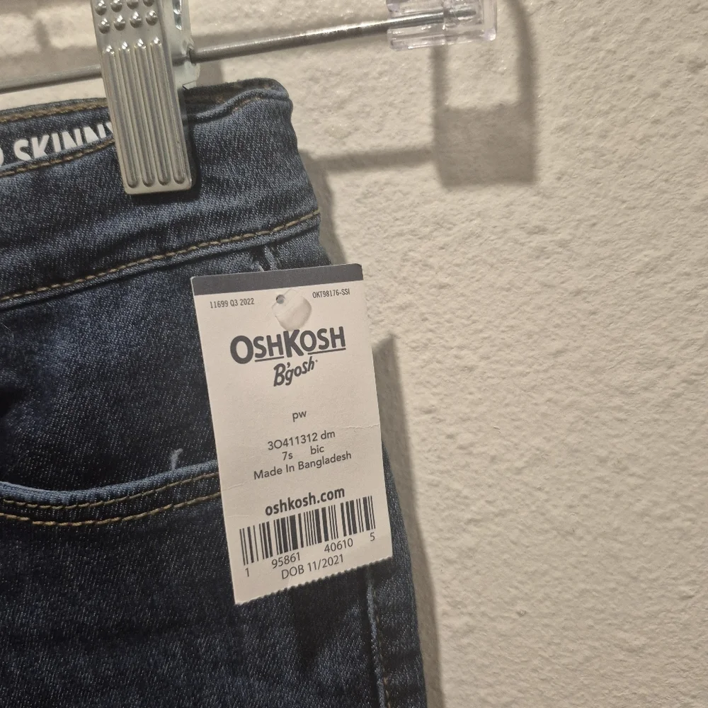 New OshKosh B'gosh Super Skinny Denim Jeans Size 7S NWT Blue Girls Kids